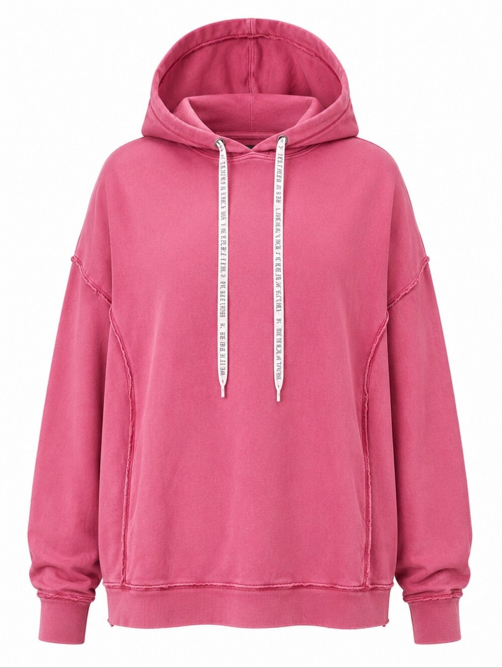 WE THE FREE | Pink Oversized Waffle Knit Cotton Hooded Sweatshirt Hoodie | L